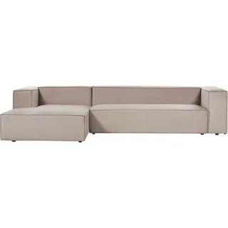 Beliani Ecksofa Taupe Samt L-förmig 3-Sitzer Sofa mit Chaiselongue Rechtsseitig Wohnzimmermöbel Modern Wohnzimmer Ausstattung Wohnecke Sitzecke - Beige
