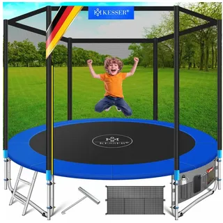 Kesser KESSER® - Trampolin TÜV Rheinland GS Zertifiziert Komplettset mit Sicherheitsnetz, Leiter, Randabdeckung, Seitentasche & Zubehör Kindertrampolin Gartentrampolin Belastbarkeit 150 kg
