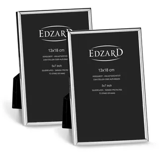 Edzard 2er Set Bilderrahmen Genua (13x18 cm, edel versilbert, anlaufgeschützt,