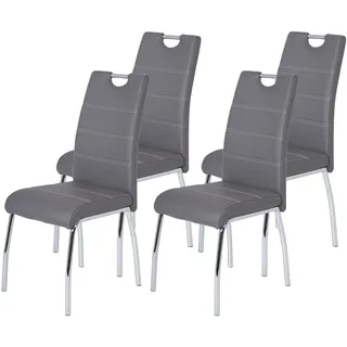 Hela Susi Bezug Kunstleder grau Griffmulde, Metallgestell Chrom, 43 x 61 x 98 cm