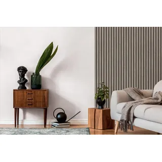 TAPETE LIVING 3D Tapete Holzoptik Grau Schwarz Vliestapete Holzpaneele Lamellenwand Naturholz Paneele skandinavisch