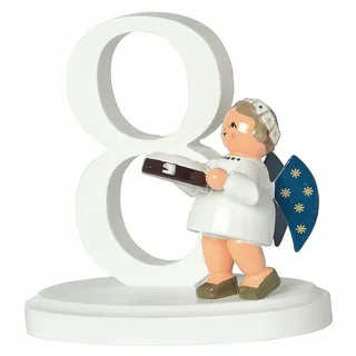 KWO Kunstgewerbe-Werkstätten Olbernhau GmbH KWO Erzgebirge Zahl 8 mit Engel Höhe 7 cm