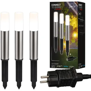 Briloner LED Wegeleuchte Kunststoff 36,5 cm 3er Set silberfarbig
