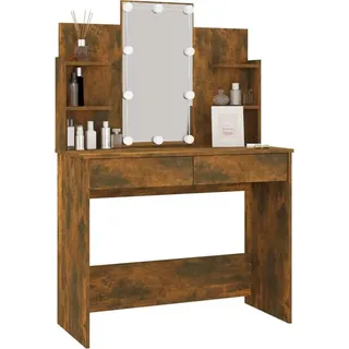 vidaXL Schminktisch mit LED Räuchereiche 96x40x142 cm - Braun