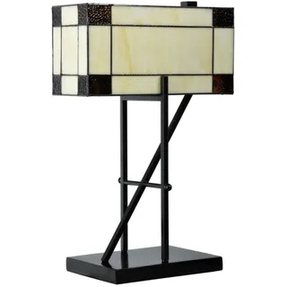 Casa Padrino Luxus Tiffany Tischleuchte Beige / Schwarz 35 x 21 x H. 54 cm - Hotel & Restaurant Tischlampe - Beige, Schwarz