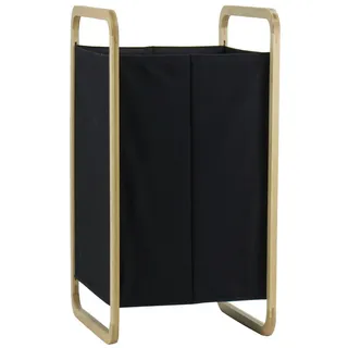 Ambia Home Wäschekorb , Naturfarben, Schwarz , Holz, Textil , Bambus , massiv , 40 l , rechteckig , 40x70x36 cm , zusammenfaltbar , Nur In Filialen Erhältlich