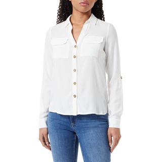 VERO MODA Damen Vmbumpy L/S Shirt New Noos Ptt Bluse, Snow White, XS Petite EU