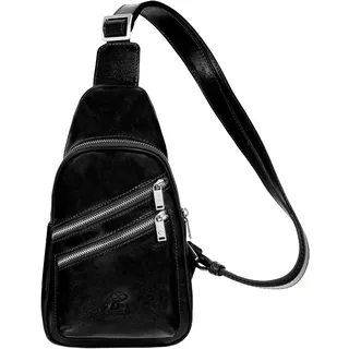 Time Resistance Brusttasche Leder Herren - Stylische Umhängetasche - Sling Bag Rücken & Brust - 100% Leder - Italienische Handwerkstradition