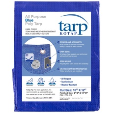 Kotap TRA1012 Waterproof All- Purpose Multi-Use Protection/Coverage 5-mil Poly Tarp, Blue, 10 x 12-Foot