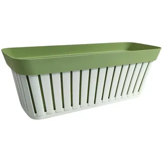 Ecoplast Balkonkasten Kreta 40 cm, außen aus Kunststoff, Balkonkasten, Terrakotta & Weiß, 50 cm
