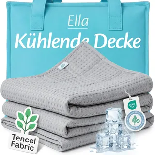 ELLA Kühlende Decke, Atmungsaktive Cooling Sleep Decke, TENCEL-Stoff und umweltfreundliche Kühldecke für Menschen, Kühldecken zum Schlafen, OEKO-TEX-zertifizierte dünne Sommerdecke 135x200 - Nebelgrau