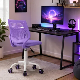 FurnitureR Gaming Stuhl ohne Armlehnen, Höhenverstellbarer Drehstuhl mit Rollen, Ergonomischer Schreibtischstuhl für Gaming & Home Office, 360° Drehbar, 3 Farben wählbar