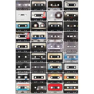 Wallario Outdoor-Poster für Garten oder Balkon, Motiv Retro Kassetten, in ca. 61 x 91,50 cm - Braun