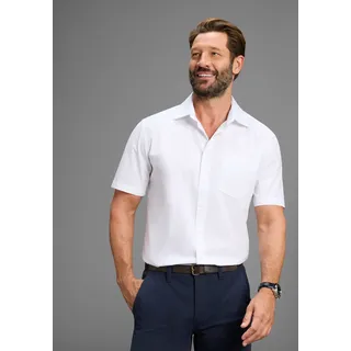 Kurzarmhemd MAN'S WORLD, Herren, Gr. 43/44 (XL), N-Gr, weiß (weiß, leicht transparent), Obermaterial: 55% Baumwolle, 45% Polyester, unifarben, Basic, normal, gerader Abschluss, Hemden Kurzarmhemd, Kurzarm, Topseller