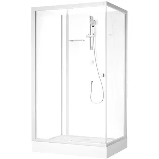 Marwell Duschkabine 90x115 MARWELL Komplettdusche Fresh Shower Rectangle - 90x115x205cm - Komplettdusche mit Fronteinstieg - mit Gleittüren - hochwertige Aluminiumprofile - Silber