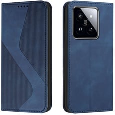 Mo-Somnus Kompatibel mit Xiaomi Mi 14 Hülle, Schutzhülle Mi 14, Magnet PU Leder Tasche Handyhülle Mi 14, Klappbar Xiaomi 14 Brieftasche Klapphülle (Blau)