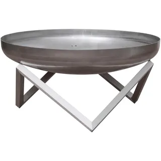 Feuerschale , Edelstahlfarben , Metall , 63x36x63 cm , Handmade in Europe, Made in Europe, Grüner Punkt , abnehmbare Standfüße, hitzebeständig , Freizeit & Co, Herbstartikel & Winterartikel