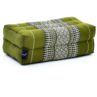Leewadee Meditationskissen - Yogakissen & Zubehör: Yoga Block & Klotz, Ökologisches Naturprodukt Thaikissen Nackenkissen aus Kapok, 35 x 18 x 12 cm, Grün