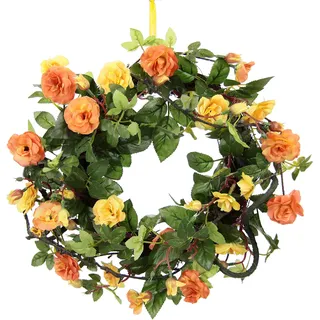 Flair Flower Rosen Rosenkranz Türkranz Wandkranz Blütenkranz Blumenkranz dekoriert Wanddeko Blüten Deko Künstlich Blume Haustür Kranz Geschenk Hochzeit Hochzeitsdeko Valentinstag Muttertag Wanddeko Rosenköpfe