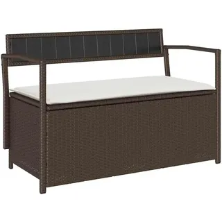 vidaXL Gartenbank mit Stauraum und Kissen Braun Poly Rattan - Braun