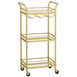 Hansiro Servierwagen Victoria , Goldfarben , Glas , 46.8x92x30 cm , Esszimmer, Servierwagen