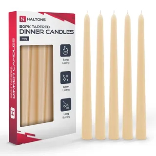 Haltons Spitzkerzen, geruchlos, lange Kerzenständer, 7 Stunden Brenndauer, sauber brennende weiße, grüne, elfenbeinfarbene oder rote Spitzkerzen, elegantes Design für Veranstaltungen, Hochzeiten und