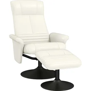 HOMCOM Relaxsessel mit Hocker Drehbarer Fernsehsessel mit Liegefunktion, TV-Sessel bis 150 kg belastbar, Liegesessel für Wohnzimmer, Schlafzimmer, Mikrofasertuch, Cremeweiß - Weiß