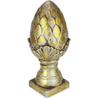 Flair Flower Dekoobjekt Zapfen dekorativer Pinien-Zapfen Deko-Zapfen Alt-Gold Shabby Landhaus-Optik Keramik-Zapfen Gartenfigur Deko Outdoor Geschenk Statue Gartendeko Artischocke, 33cm