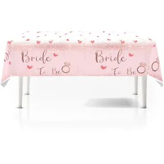 Gleemix 130x220cm Rosegold Bride to be Tischdecke, Bride to be Tischdecke Mädchen, Rechteck Wasserdicht Tischläufer Rosa, für rosa Mottoparty, Junggesellenabschiede, Valentinstag, Hochzeit, Babyparty