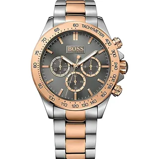 Hugo Boss Ikon Chronograph Uhr Herrenuhr Edelstahl grau rosé - Bunt