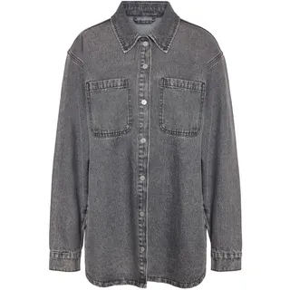 NOISY MAY Damen Nmalva L/S DNM Shacket Az450Mg Noos, Medium Grey Denim, m