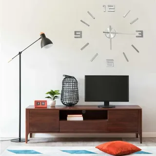 The Living Store 3D-Wanduhr Modernes Design Silbern 100 cm XXL - Silber