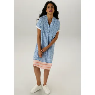 Aniston SELECTED Blusenkleid mit Ornamenten-Muster Heillblau/Weiß/Orange 36