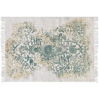 Beliani Vintage-Teppich Boyali 200/140 cm , Beige , Naturmaterialen , Orientalisch , Rechteckig , 140x200 cm , Teppiche und Böden, Teppiche, Vintageteppiche