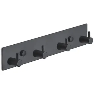 Brute Strength - Garderobenständer - 4 Haken - 25 cm - Edelstahl - Türhaken für Küche, Hakenleiste schwarz, Wandgarderobe, Bad, Wohnzimmer und Flur für Mützen Schals Handtaschen, Handtuchhaken