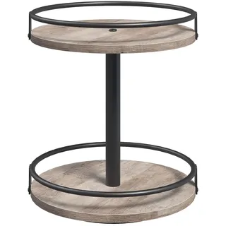 HOOBRO Gewürzregal, Küchenregal, 2-stufiger drehbarer Gewürzständer, Küchen-Organizer, Gewürzhalter, für Küchentheke, Schminktisch, Esstisch, Greige und Schwarz EBG92TL01