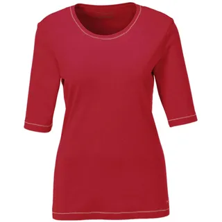 Kurzarmshirt GOLDNER "Basic T-Shirt aus reiner Baumwolle", Damen, Gr. 46, rot, Obermaterial: 100% Baumwolle CO., Sonstiges, Shirts Kurzarmshirt, Ziernähte aus Glanzgarn am Ausschnitt und an den Säumen