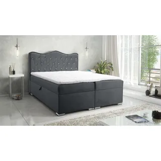 Boxspringbett Schlafzimmerbett SULTAN New in Stoff Velvet X Graphitgrau 120x200cm - Schwarz