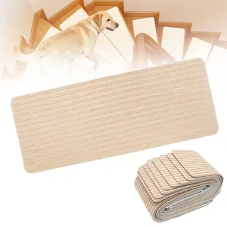 Umllpet Treppenstufen Matten, 15 Stück Stufenmatten Selbstklebend Innen, Anti-Rutsch Treppenmatten, Treppenstufen Zuschneidbar Wiederverwendbar für Schützen Sie Haustiere, Senioren Kinder (Beige)