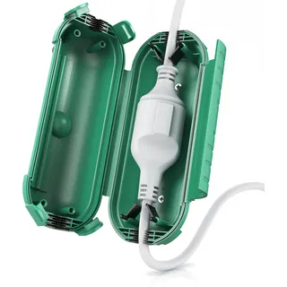 Brandson Kabelbox, Kabelmanagement Box, Kabel Schutzbox für Verlängerungskabel, 210mm x 85 mm, Outdoor, IP44 spritzwassergeschützt Safe Box, grün - Grün