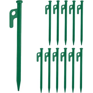 Relaxdays Felsbodenhering 12er Set, Erdanker für Harte Böden, 20 cm, aus Stahl, stabile Bodenanker fürs Camping, grün