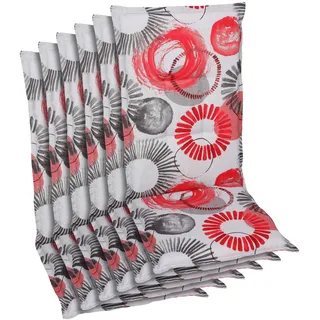 GO-DE Hochlehner Auflage 120 x 50 x 6 cm rot 6-tlg.