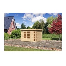 Karibu Holz-Gartenhaus Sölve Natur Flachdach Unbehandelt 298 cm x 213 cm