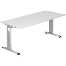 Bild Gradeo höhenverstellbarer Schreibtisch weiß rechteckig, C-Fuß-Gestell silber 180,0 x 80,0 cm