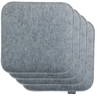 Brandsseller 4er Set Sitzkissen aus Filz 35x35x2 cm – Robuste Stuhlauflagen für innen und außen, eckiges Sitzpolster, strapazierfähiges Kissen für Stühle – Hellgrau