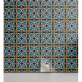 ABAKUHAUS Retro abziehbare & klebbare Tapete für Zuhause, Abstrakte Blumenmosaik, selbstklebendes Wohnzimmer Küchenakzent, 33 cm x 90 cm, Mehrfarbig