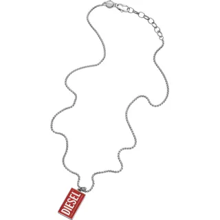 Diesel Halskette Für Männer Einzelne Dogtags, Länge: 550-600mm, Breite: 14.8mm, Höhe: 26mm Silberne Edelstahl-Halskette, DX1368040