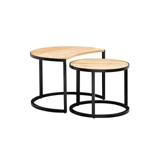 WOHNLING Couchtische-Set rund Massivholz mango, 1 St.