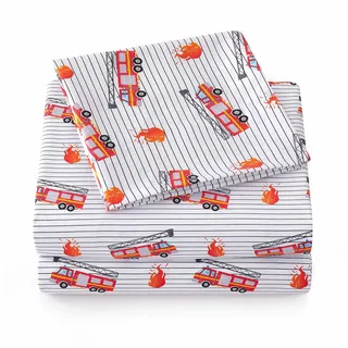 1500 Supreme Kinder-Bettwäsche-Kollektion, lustig, bunt und bequem, für Jungen und Mädchen, Kleinkinder, Tiefe Taschen, knitterfrei, weiche und gemütliche Bettwäsche, Feuerwehrauto