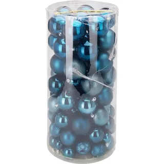 Wellhome Well Home 100er Set Weihnachtskugeln blau in Pet-röhre mit verschiedenen Designs und Ausführungen